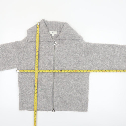 Marks and Spencer Women's Grey Full Zip Wool Blend Jumper M
