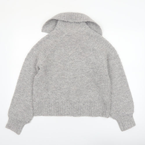 Marks and Spencer Women's Grey Full Zip Wool Blend Jumper M