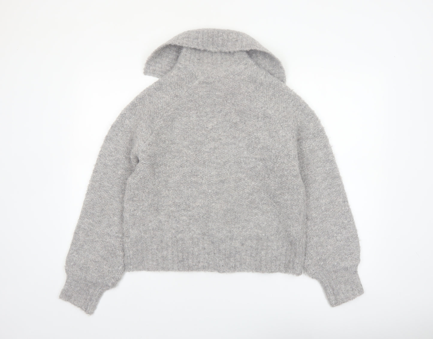 Marks and Spencer Women's Grey Full Zip Wool Blend Jumper M