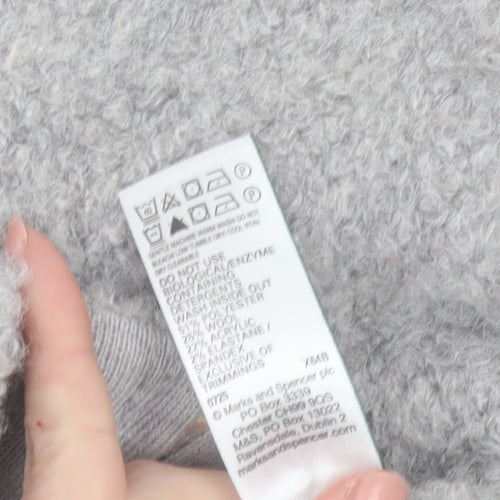 Marks and Spencer Women's Grey Full Zip Wool Blend Jumper M