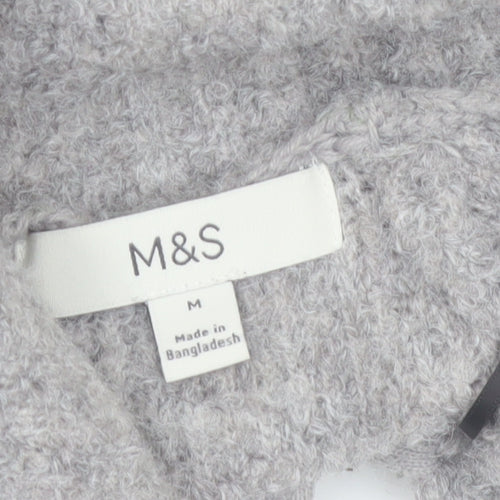 Marks and Spencer Women's Grey Full Zip Wool Blend Jumper M