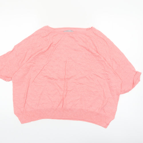 Oliver Bonas Women’s Pink Knit Short Sleeve Pullover Jumper Size 8