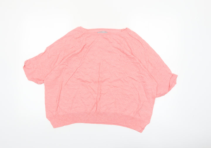 Oliver Bonas Women’s Pink Knit Short Sleeve Pullover Jumper Size 8