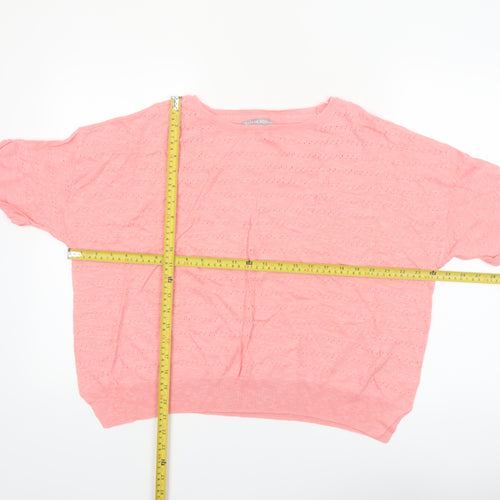 Oliver Bonas Women’s Pink Knit Short Sleeve Pullover Jumper Size 8