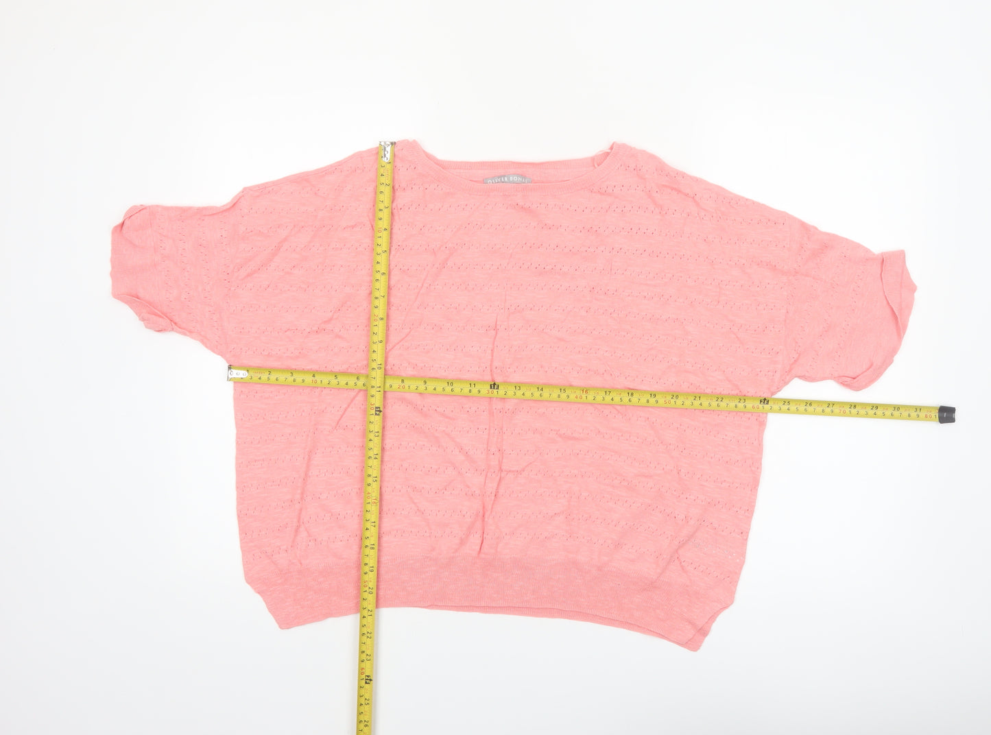 Oliver Bonas Women’s Pink Knit Short Sleeve Pullover Jumper Size 8