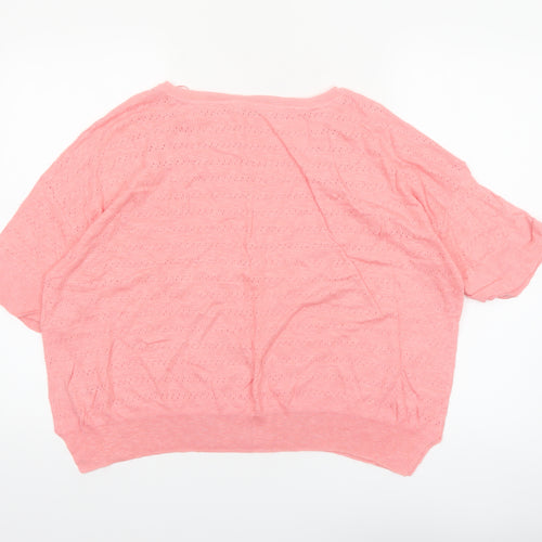 Oliver Bonas Women’s Pink Knit Short Sleeve Pullover Jumper Size 8