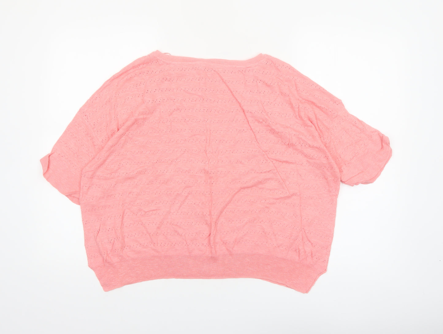 Oliver Bonas Women’s Pink Knit Short Sleeve Pullover Jumper Size 8