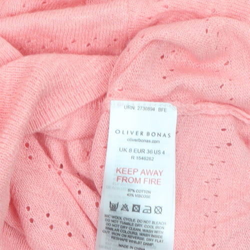 Oliver Bonas Women’s Pink Knit Short Sleeve Pullover Jumper Size 8