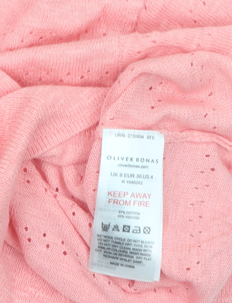 Oliver Bonas Women’s Pink Knit Short Sleeve Pullover Jumper Size 8