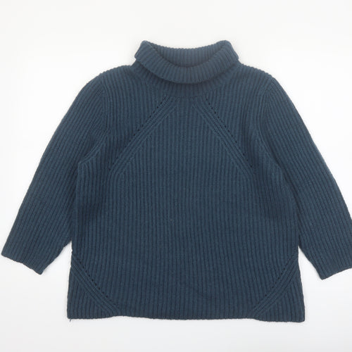 Monsoon Women's Blue Roll Neck Chunky Knit Jumper Size 18