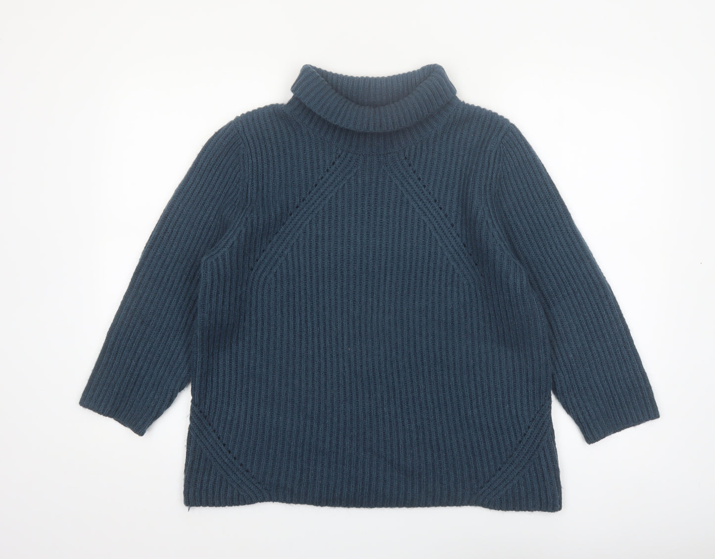 Monsoon Women's Blue Roll Neck Chunky Knit Jumper Size 18