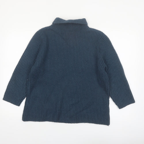 Monsoon Women's Blue Roll Neck Chunky Knit Jumper Size 18