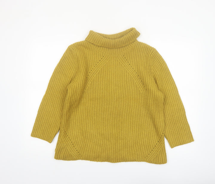 Monsoon Women Yellow Roll Neck Ribbed Knit Jumper Size 16