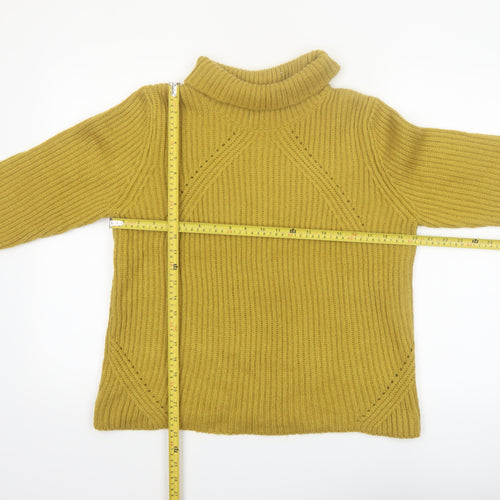 Monsoon Women Yellow Roll Neck Ribbed Knit Jumper Size 16