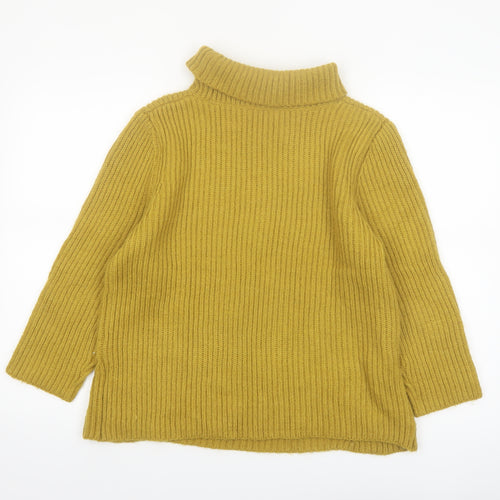 Monsoon Women Yellow Roll Neck Ribbed Knit Jumper Size 16