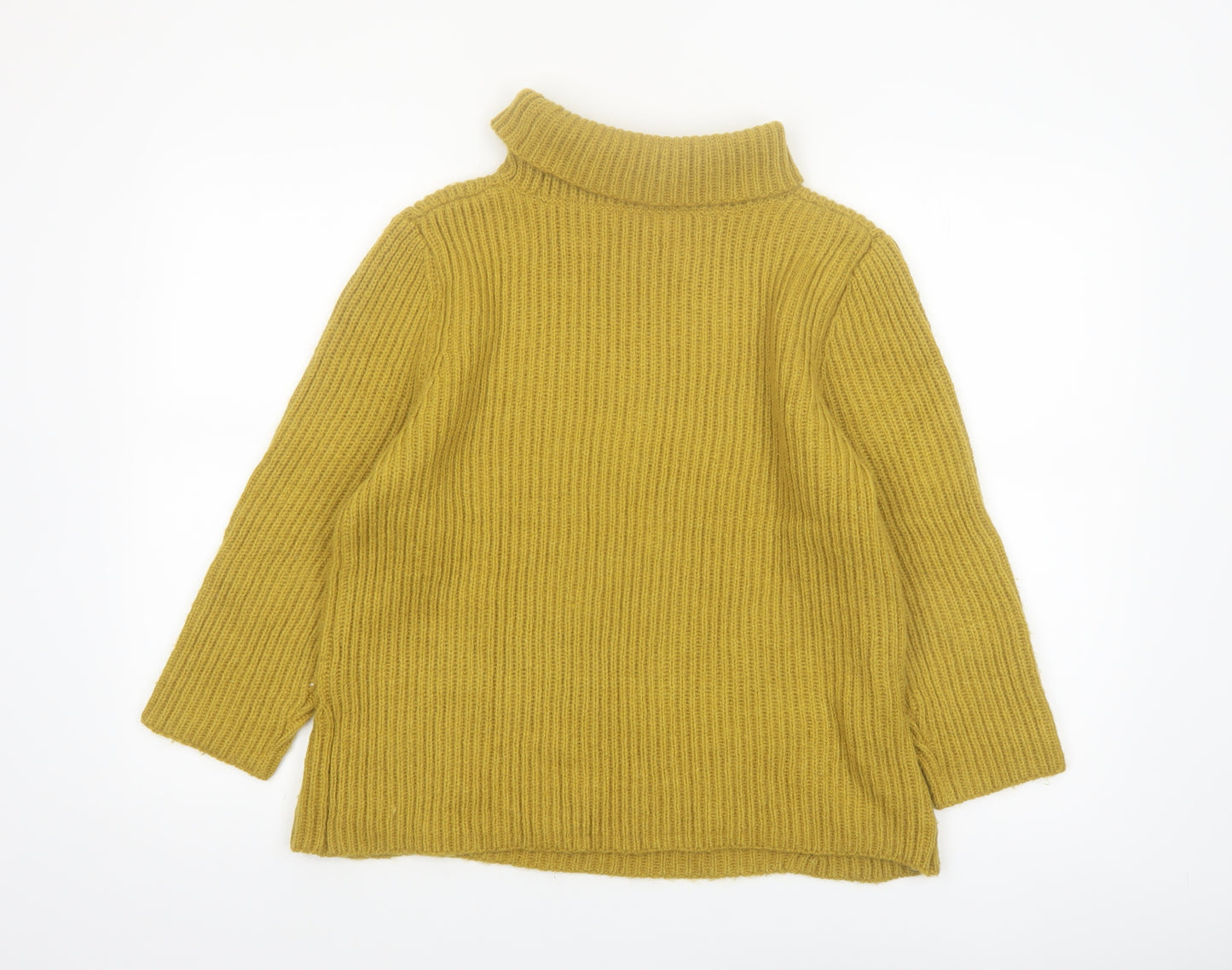 Monsoon Women Yellow Roll Neck Ribbed Knit Jumper Size 16