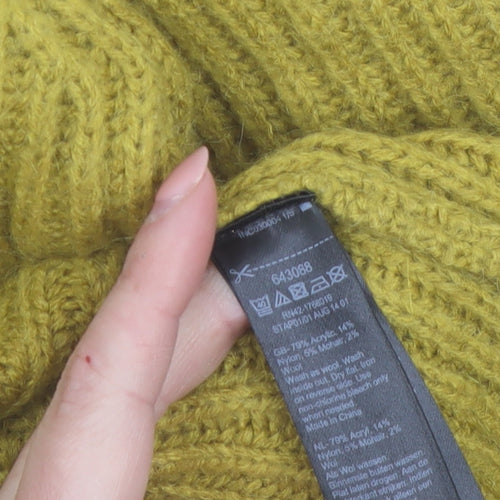 Monsoon Women Yellow Roll Neck Ribbed Knit Jumper Size 16