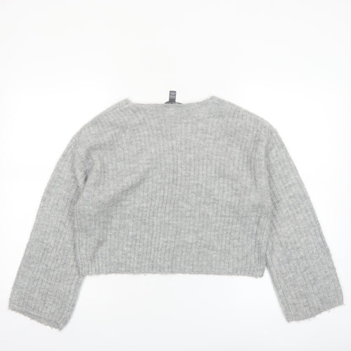 New Look Girls Grey V-Neck Cropped Pullover Jumper Size 12-13 Years