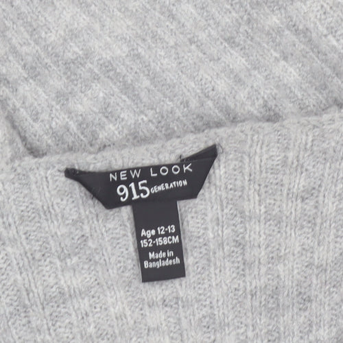 New Look Girls Grey V-Neck Cropped Pullover Jumper Size 12-13 Years