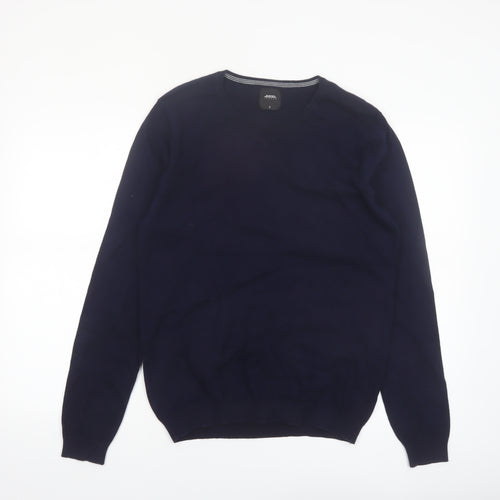 Burton Menswear London Men's Blue V-Neck Cotton Jumper Size S