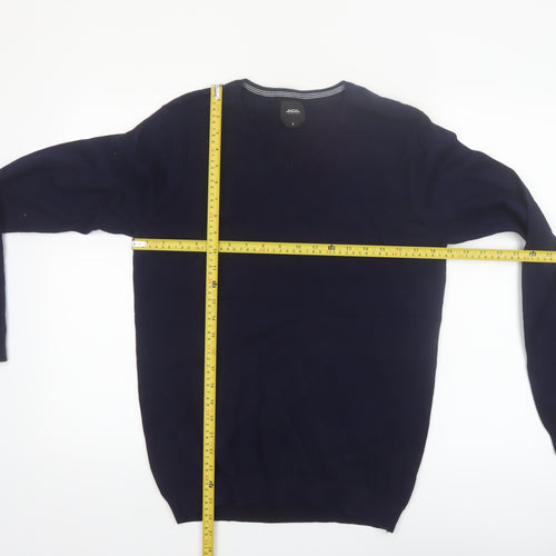 Burton Menswear London Men's Blue V-Neck Cotton Jumper Size S