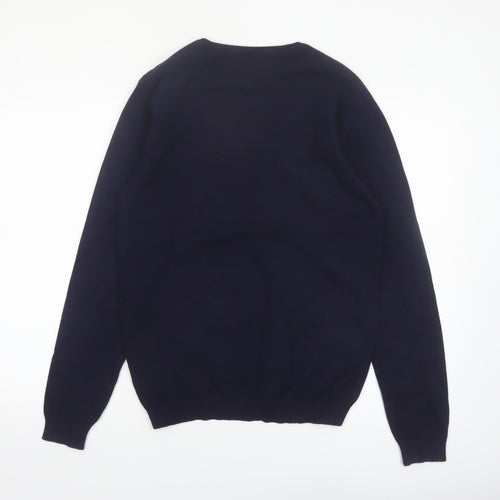 Burton Menswear London Men's Blue V-Neck Cotton Jumper Size S