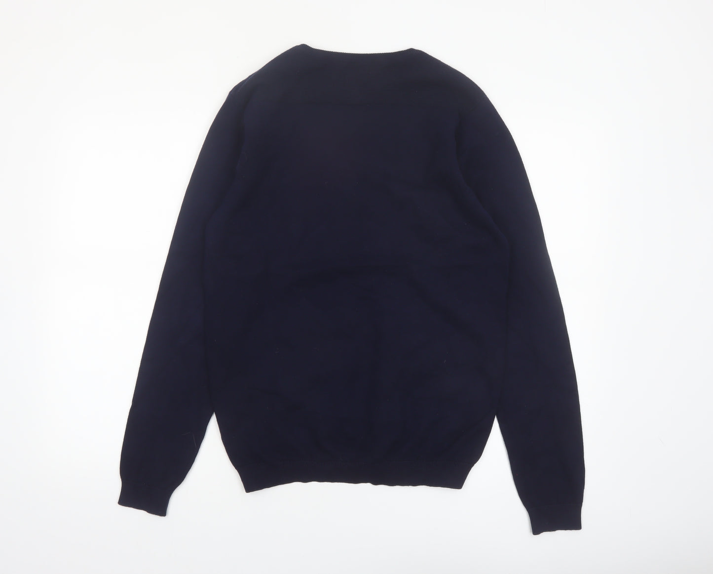 Burton Menswear London Men's Blue V-Neck Cotton Jumper Size S