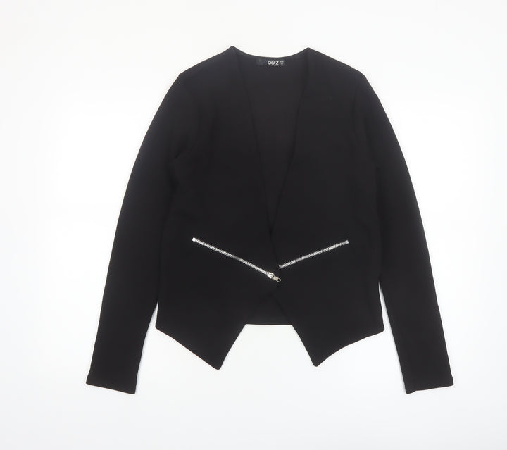 Quiz Women’s Black Zip Detail Slim Fit Blazer Jacket Size 10