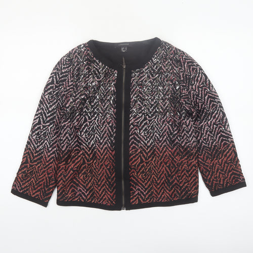Atmosphere Womens Red Black Geometric Bomber Jacket Size 10