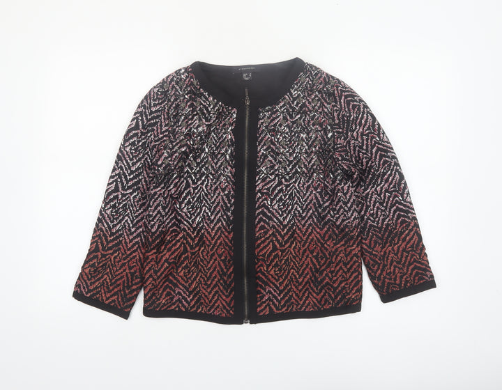 Atmosphere Womens Red Black Geometric Bomber Jacket Size 10