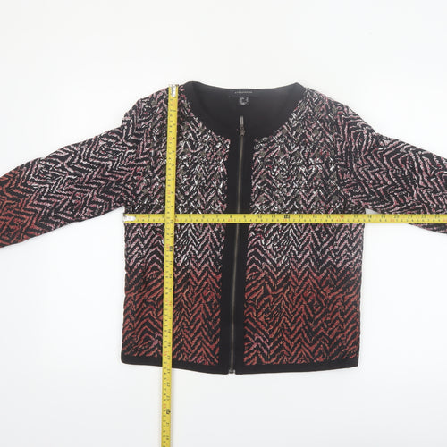 Atmosphere Womens Red Black Geometric Bomber Jacket Size 10