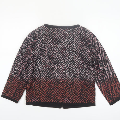 Atmosphere Womens Red Black Geometric Bomber Jacket Size 10