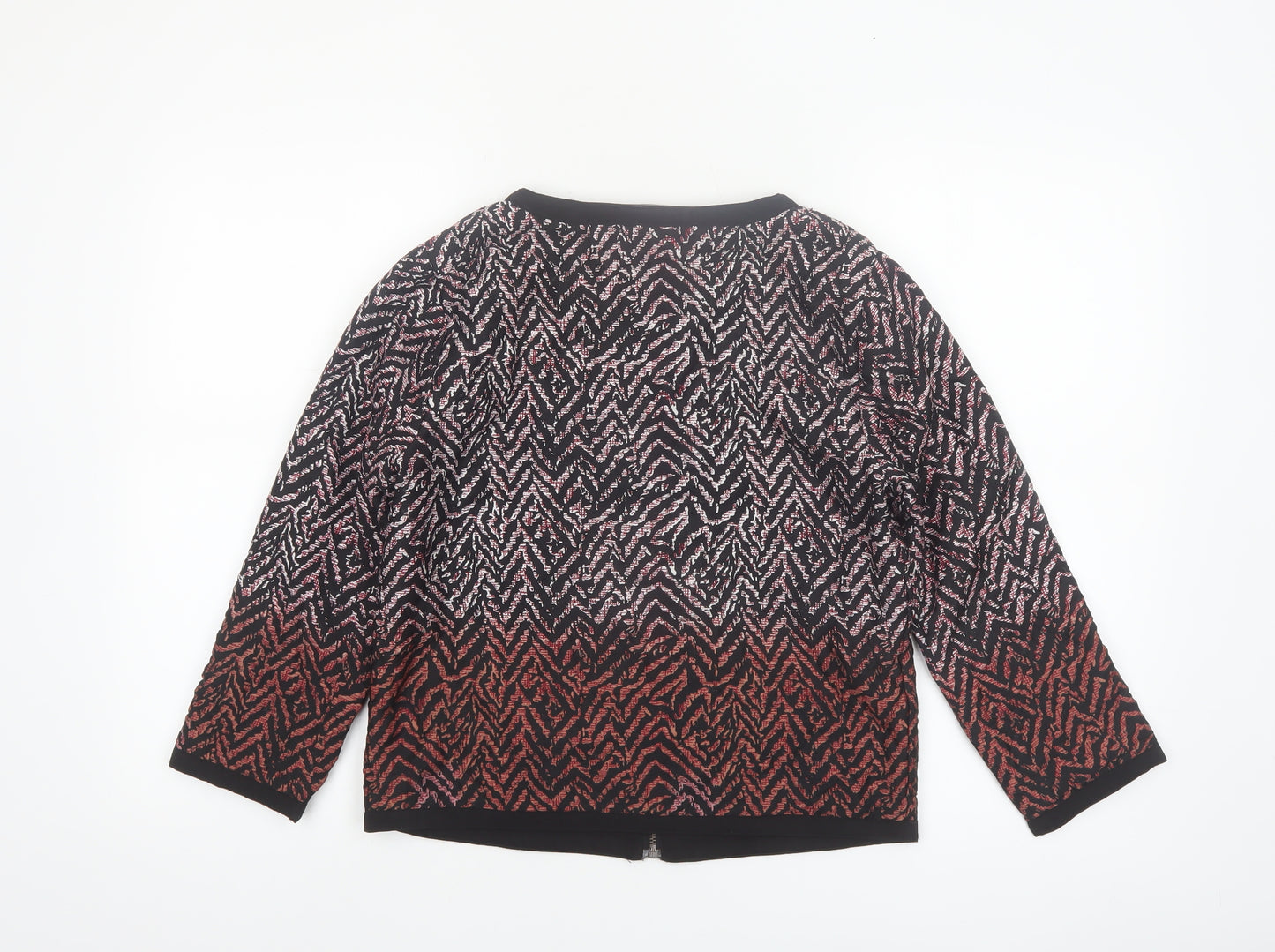 Atmosphere Womens Red Black Geometric Bomber Jacket Size 10