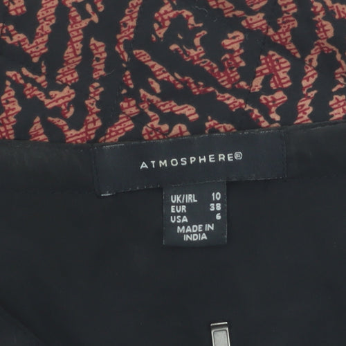 Atmosphere Womens Red Black Geometric Bomber Jacket Size 10