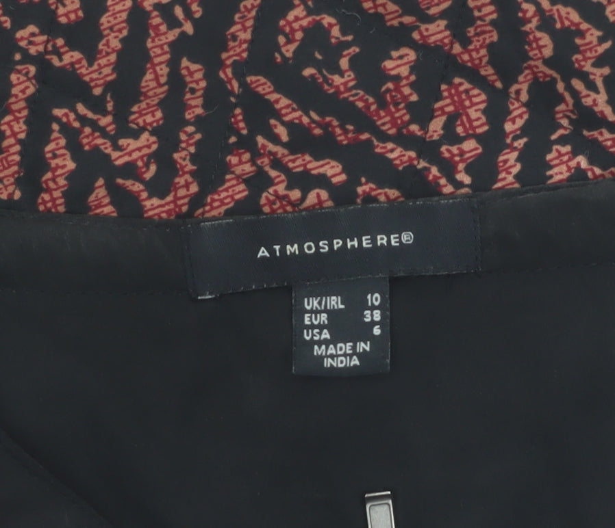 Atmosphere Womens Red Black Geometric Bomber Jacket Size 10