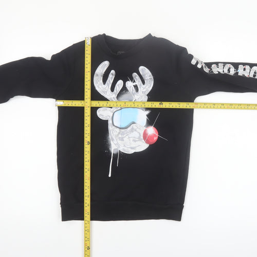 Next Boys Black Reindeer Graphic Pullover Sweatshirt 9 Years