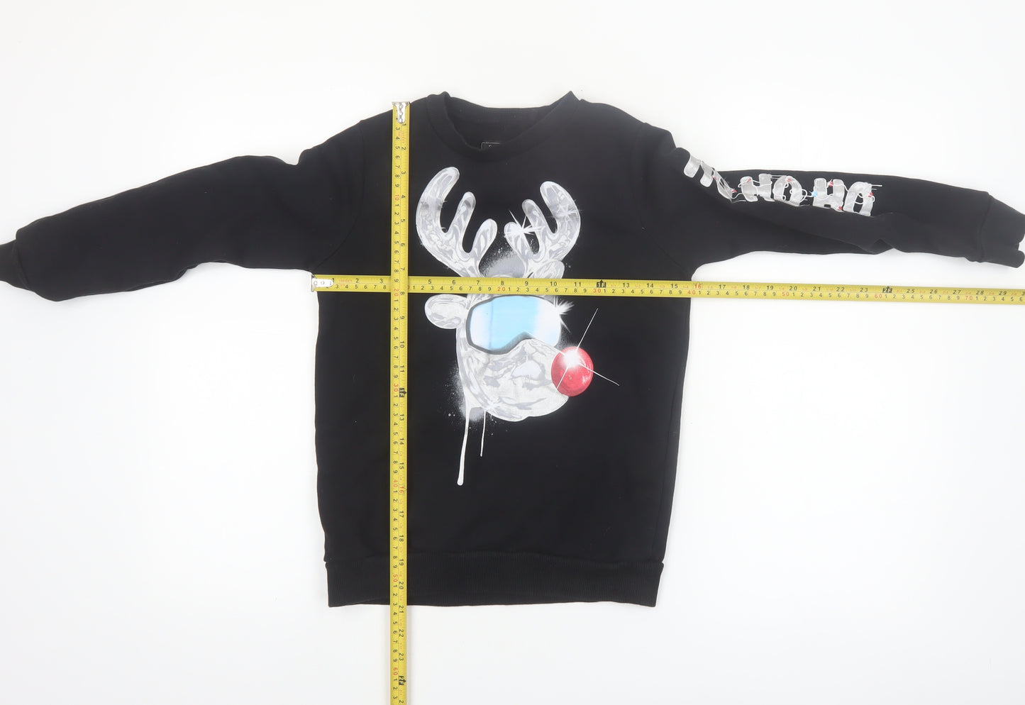 Next Boys Black Reindeer Graphic Pullover Sweatshirt 9 Years