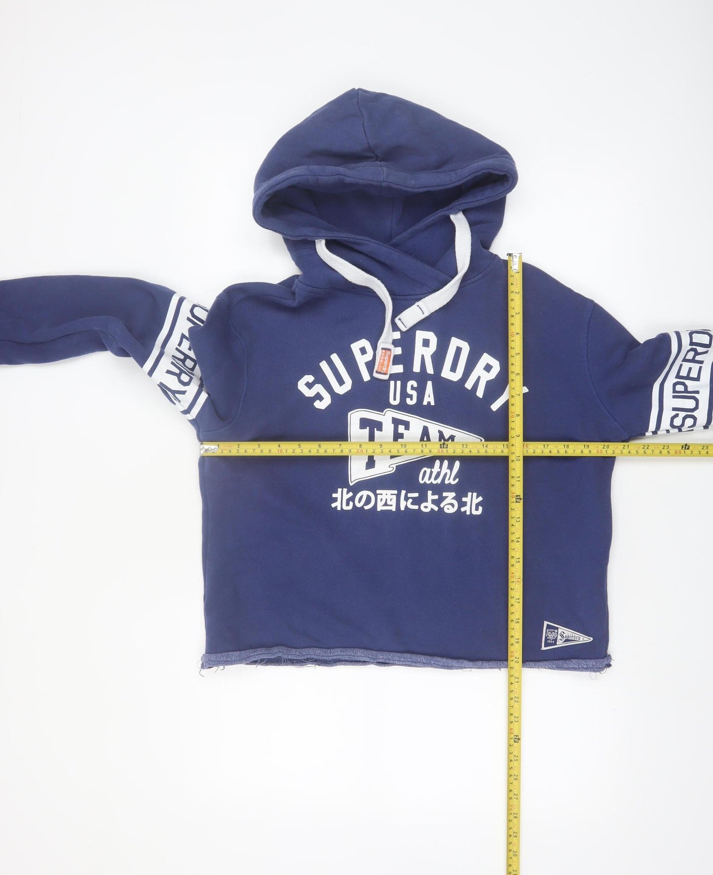 Superdry Women Blue Medium Pullover Hoodie with Logo Print
