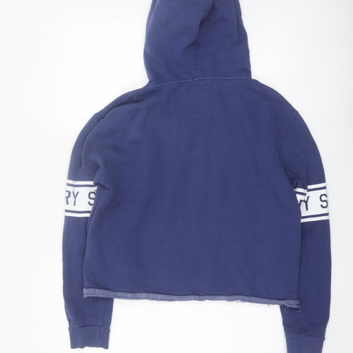 Superdry Women Blue Medium Pullover Hoodie with Logo Print