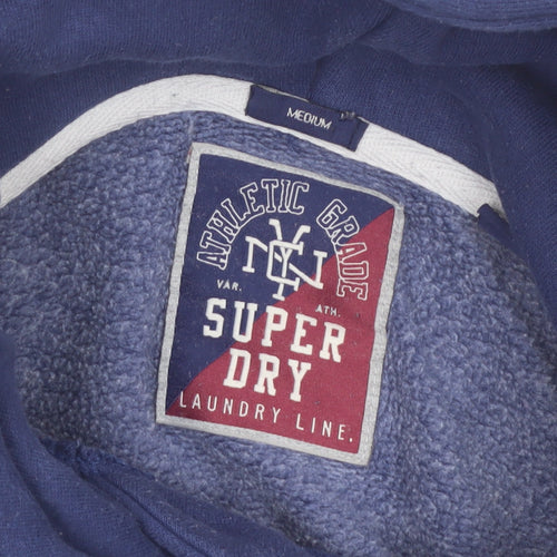 Superdry Women Blue Medium Pullover Hoodie with Logo Print