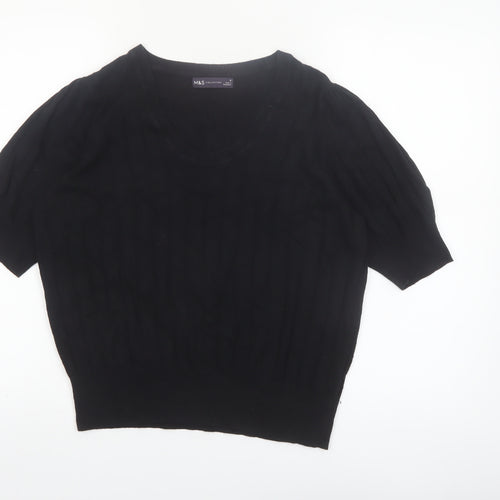 Marks and Spencer Women’s Black Size 16 Short Sleeve Knit Jumper