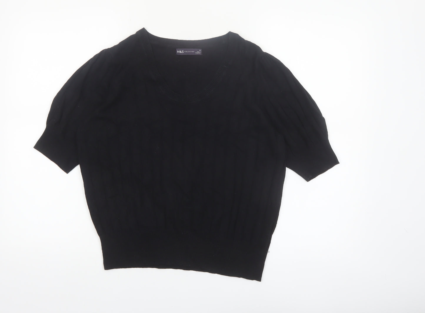 Marks and Spencer Women’s Black Size 16 Short Sleeve Knit Jumper