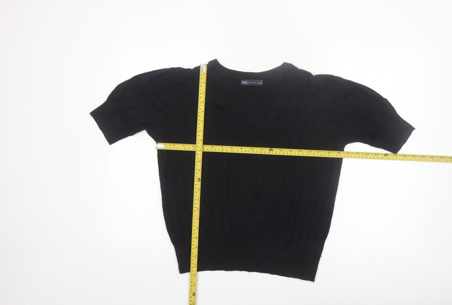 Marks and Spencer Women’s Black Size 16 Short Sleeve Knit Jumper