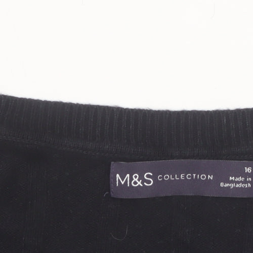 Marks and Spencer Women’s Black Size 16 Short Sleeve Knit Jumper
