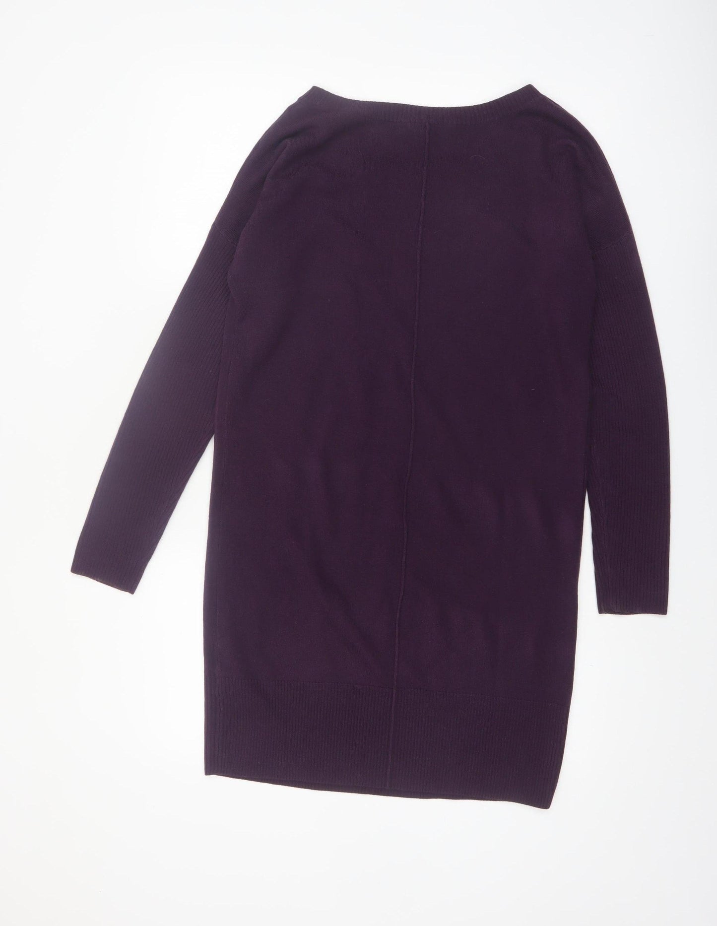 Dorothy Perkins Women Purple Size 12 Long Sleeve Knit Jumper Dress