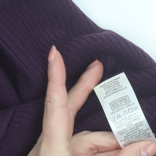 Dorothy Perkins Women Purple Size 12 Long Sleeve Knit Jumper Dress