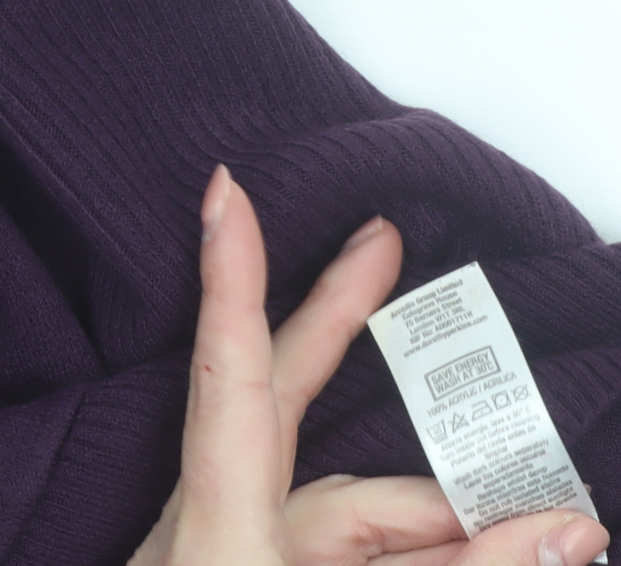 Dorothy Perkins Women Purple Size 12 Long Sleeve Knit Jumper Dress