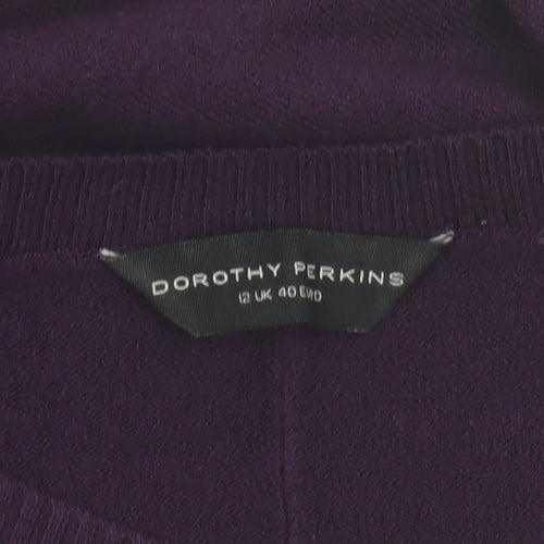 Dorothy Perkins Women Purple Size 12 Long Sleeve Knit Jumper Dress