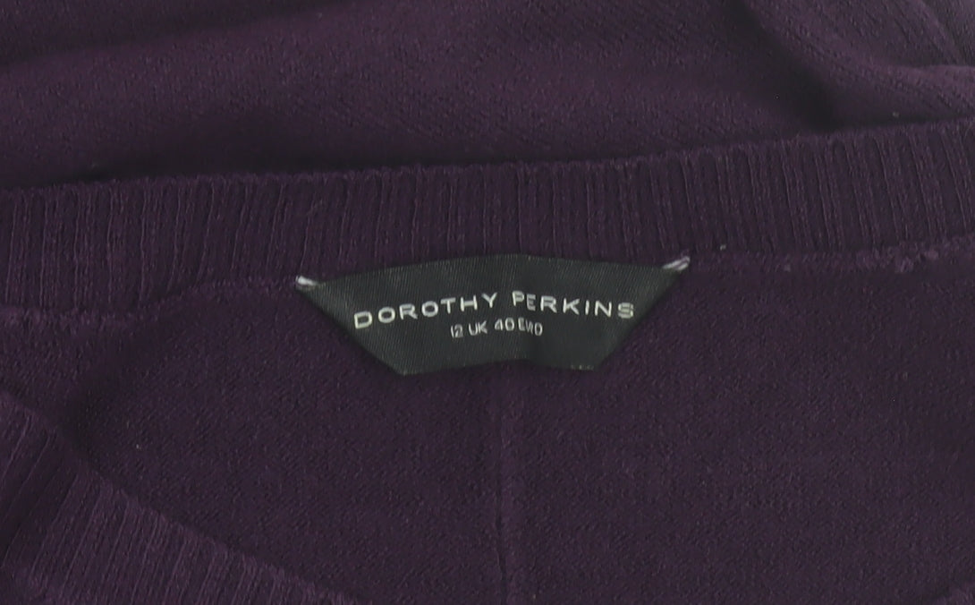 Dorothy Perkins Women Purple Size 12 Long Sleeve Knit Jumper Dress