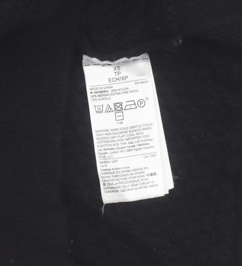GAP Womens Black XS Roll Neck Merino Wool Jumper
